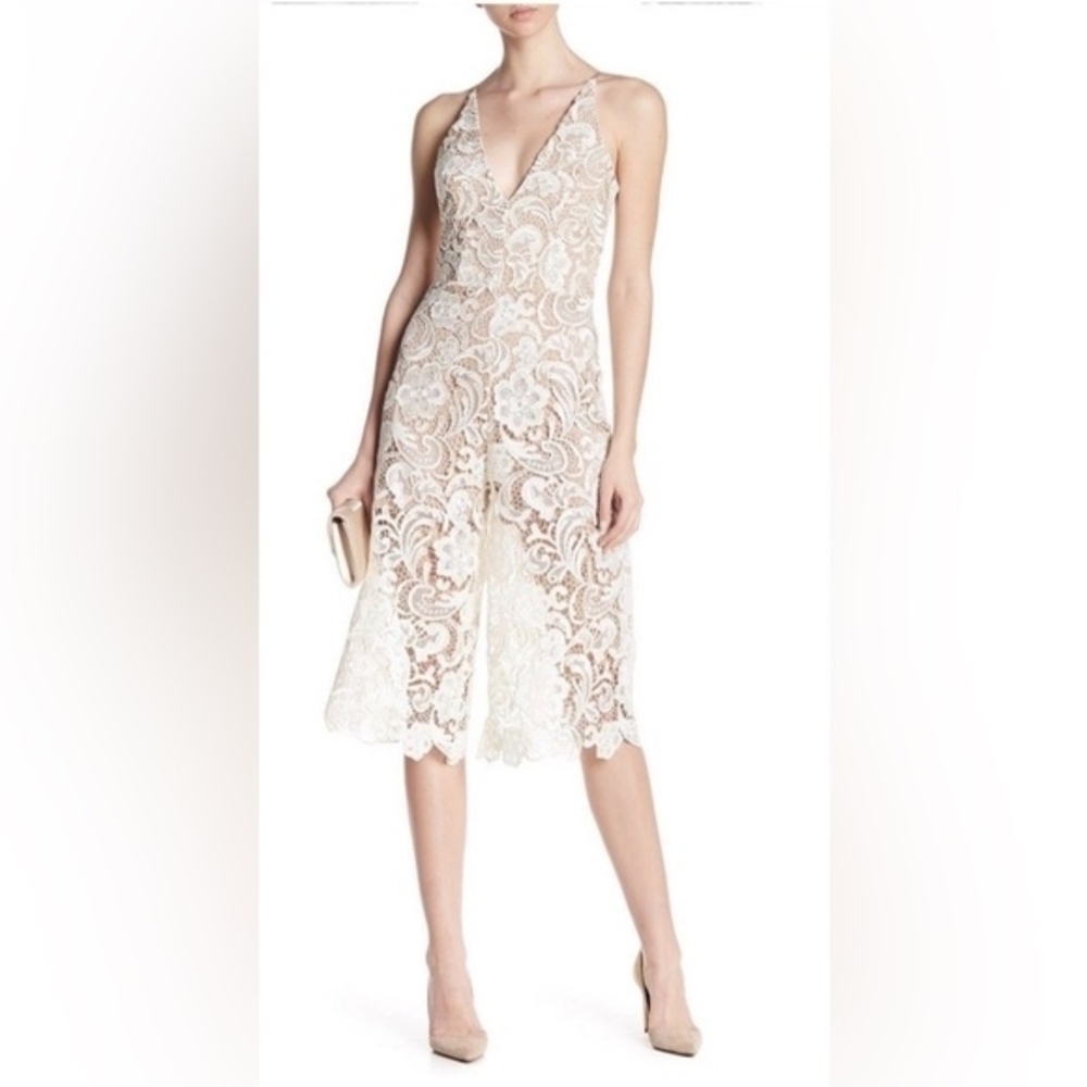 Dress the Population Lace Midi Dress in Cream